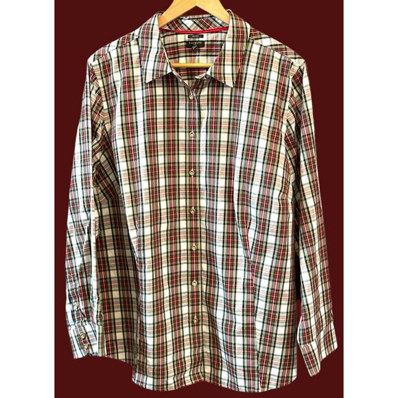 Talbots Plus Size Plaid Button-Up Shirt 22W Preppy Classic Holidaycore Timeless - Picture 1 of 8